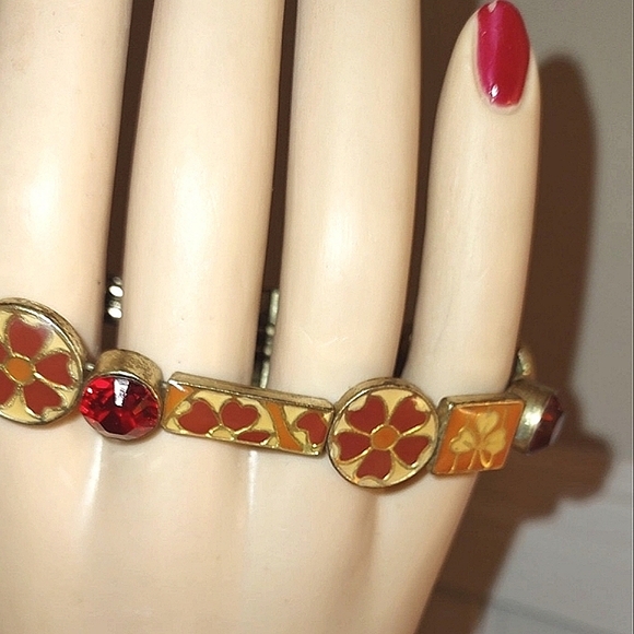 Stretchy Enamel Bracelet w/ Ruby & Garnet Crystals NWT - Picture 8 of 16